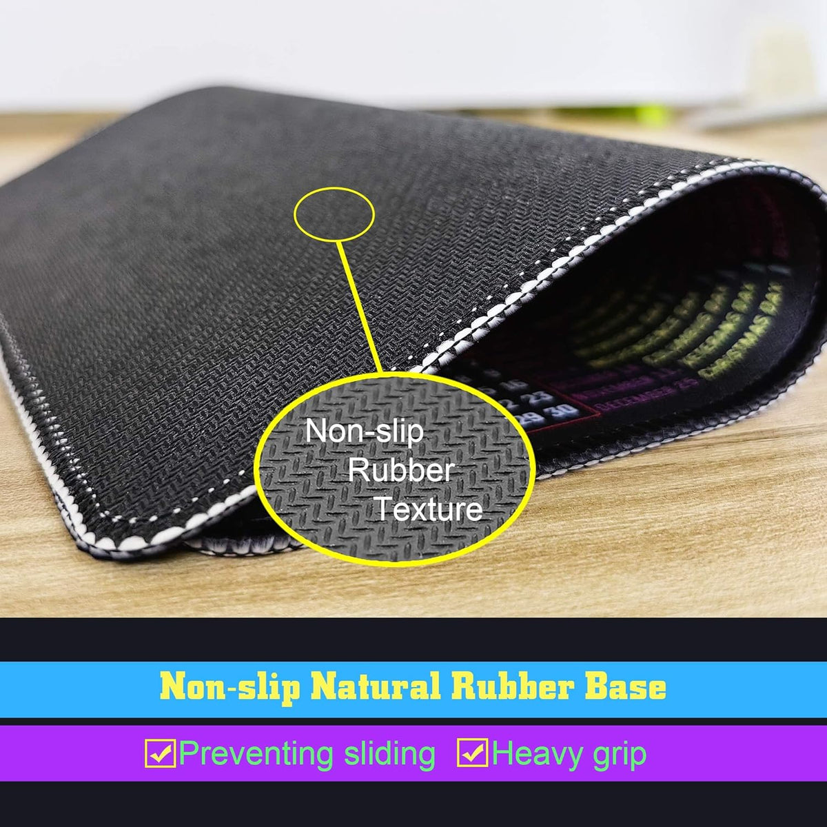 Mouse Pad with Stitched Edge, Computer Mouse Mat with Non-Slip Rubber Base, Mouse Pads for Computers Laptop Mouse 9.6x7.9x0.1 (2026 Calendar Black)