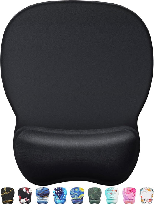 MROCO Ergonomic Mouse Pad with Gel Wrist Rest, Smooth Wrist Support Surface, Non-Slip PU Base, Comfortable Mousepad (Black)
