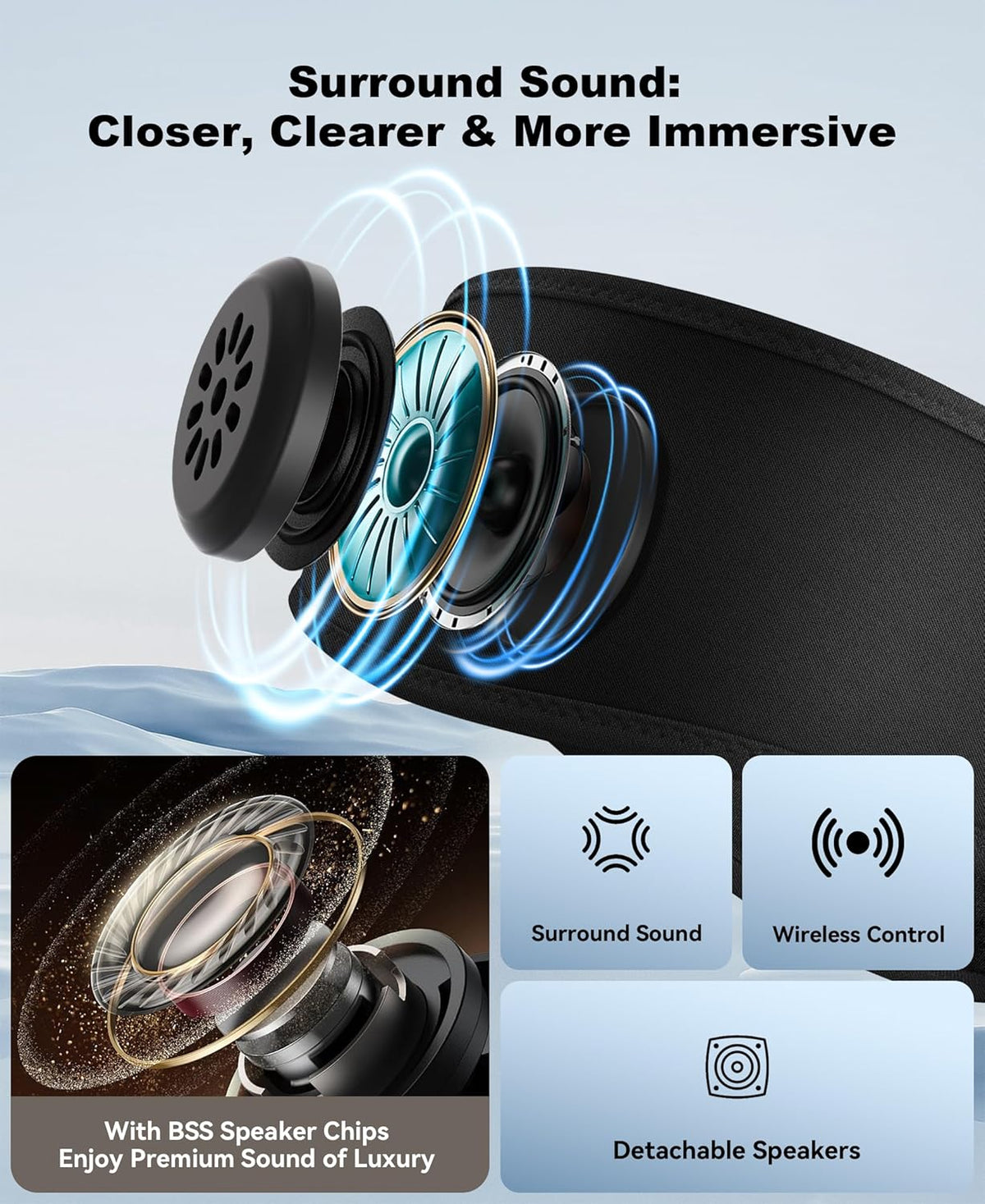 MUSICOZY Sleep Headphones Bluetooth 5.4 Headband, Sports Wireless Earphones Sweat Resistant Earbuds Sleeping Headphone