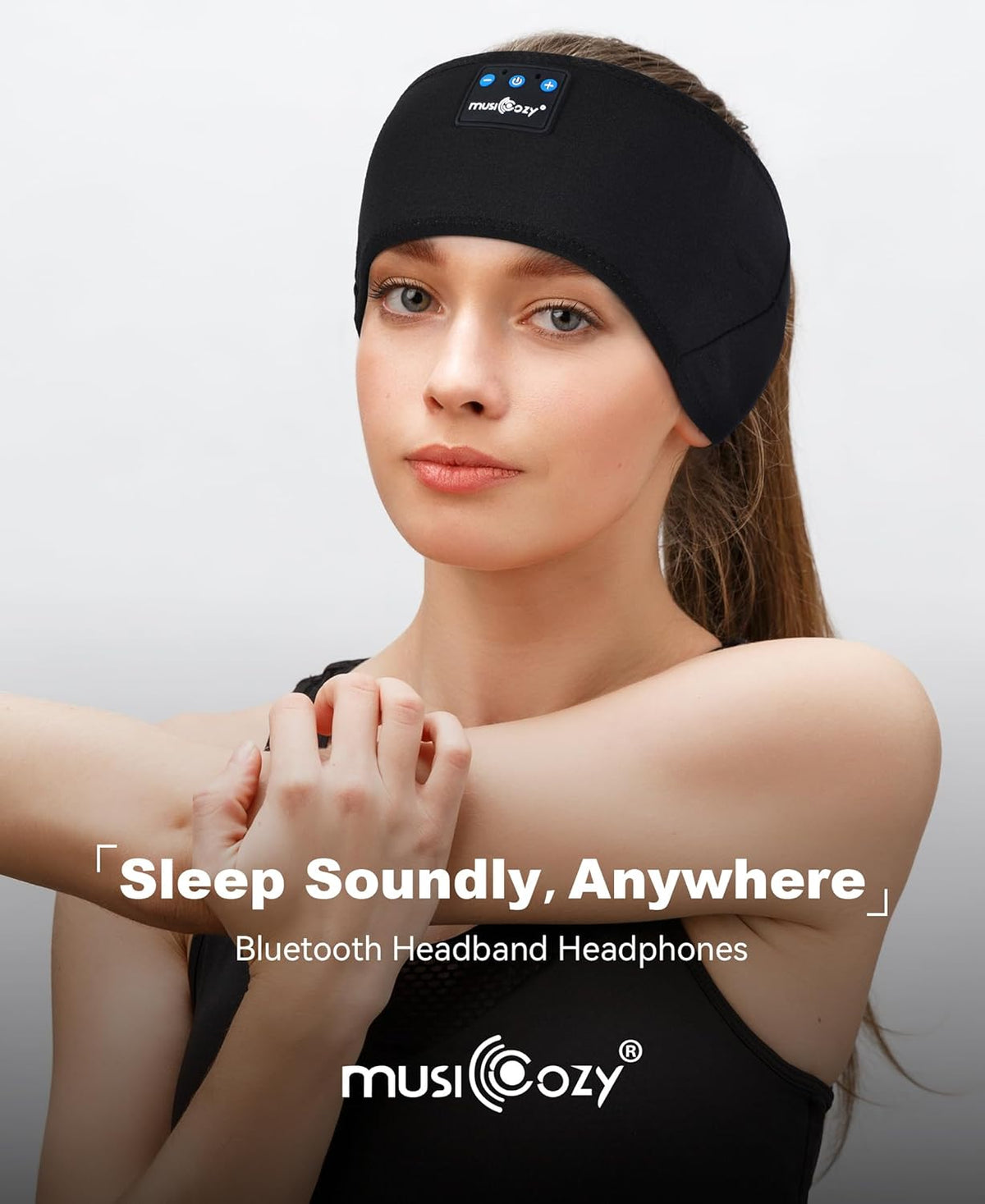MUSICOZY Sleep Headphones Bluetooth 5.4 Headband, Sports Wireless Earphones Sweat Resistant Earbuds Sleeping Headphone
