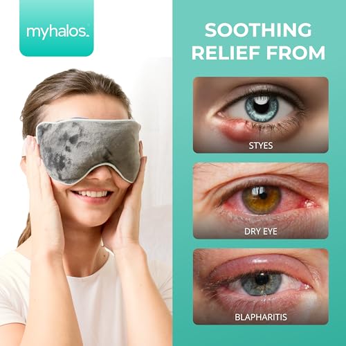 MyHalos Heated Eye Mask - Steam Warm Compress, Reusable Warming Eye Pad