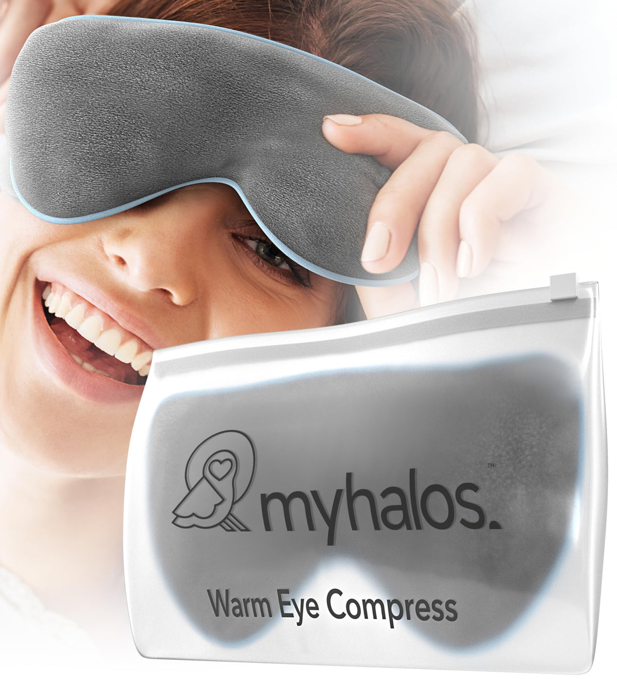 MyHalos Heated Eye Mask - Steam Warm Compress, Reusable Warming Eye Pad