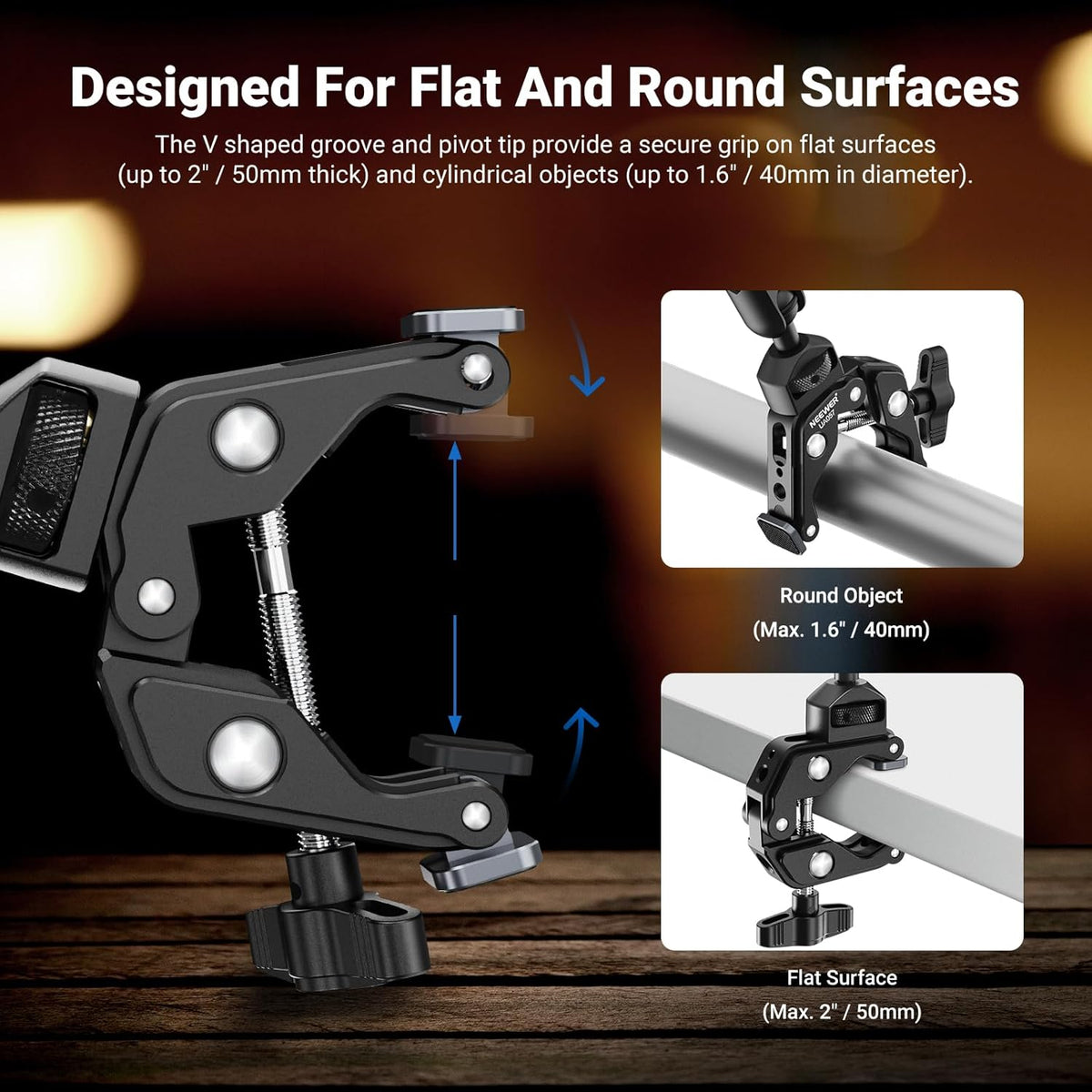 NEEWER 22" Magic Arm w Desk C Clamp, Overhead Camera Mount with Articulating Mic Boom Arm 1/4" 3/8" Threads for ARRI, Desktop Stand Holder