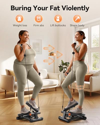 Niceday Steppers for Exercise, Stair Stepper with Resistance Bands, Mini Stepper with 300LBS Loading Capacity, Hydraulic Fitness Stepper