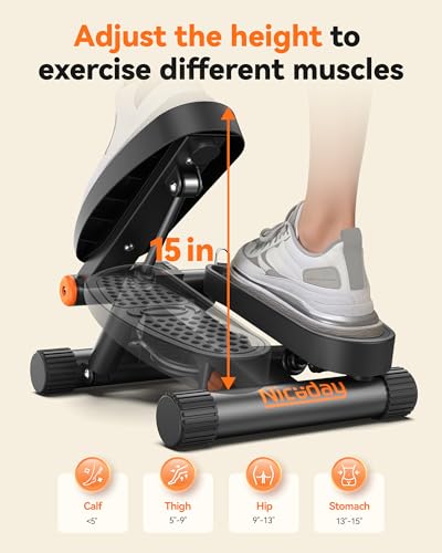 Niceday Steppers for Exercise, Stair Stepper with Resistance Bands, Mini Stepper with 300LBS Loading Capacity, Hydraulic Fitness Stepper