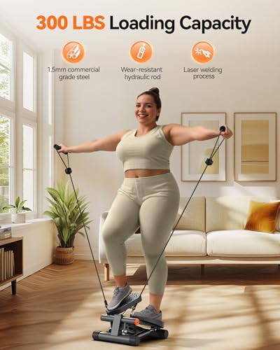 Niceday Steppers for Exercise, Stair Stepper with Resistance Bands, Mini Stepper with 300LBS Loading Capacity, Hydraulic Fitness Stepper