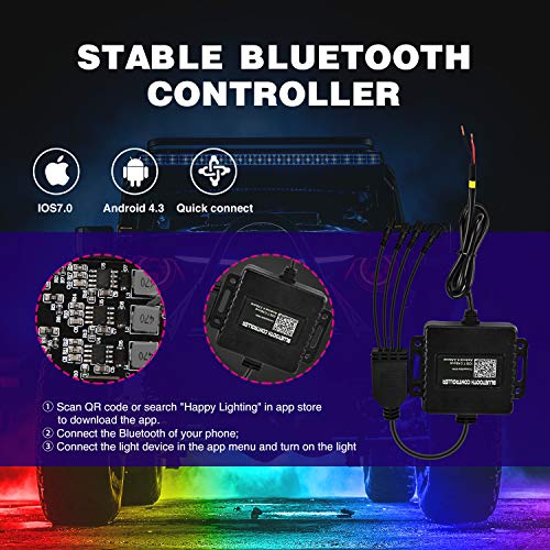 Nilight RGB LED Rock Lights Kit, 4 pods Underglow Multicolor Neon Light Pod with Bluetooth App Control Flashing Music Mode Wheel Well Light