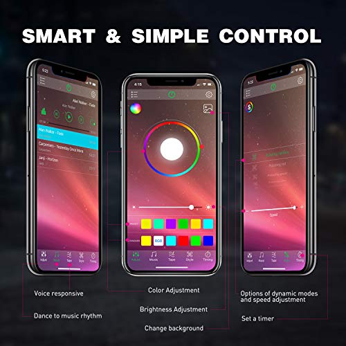 Nilight RGB LED Rock Lights Kit, 4 pods Underglow Multicolor Neon Light Pod with Bluetooth App Control Flashing Music Mode Wheel Well Light