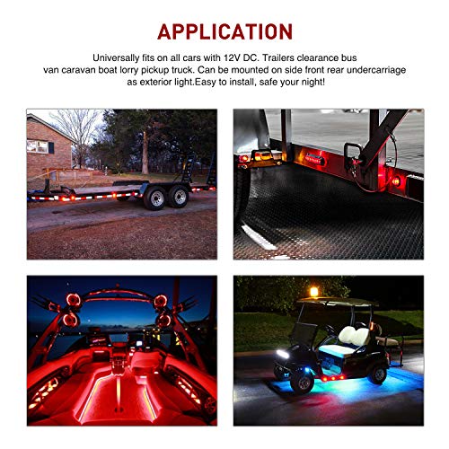 Nilight - TL-04 10 PCS 3/4 Inch Round LED Clearance Light LED Front Rear Side Marker Indicator Light Bullet Marker Light (Red)