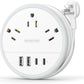 NTONPOWER Travel Power Strip, Travel Essentials, Cruise Essentials 3 Outlets 4 USB Ports(2 USB C), 4FT Wrapped Around Extension Cord