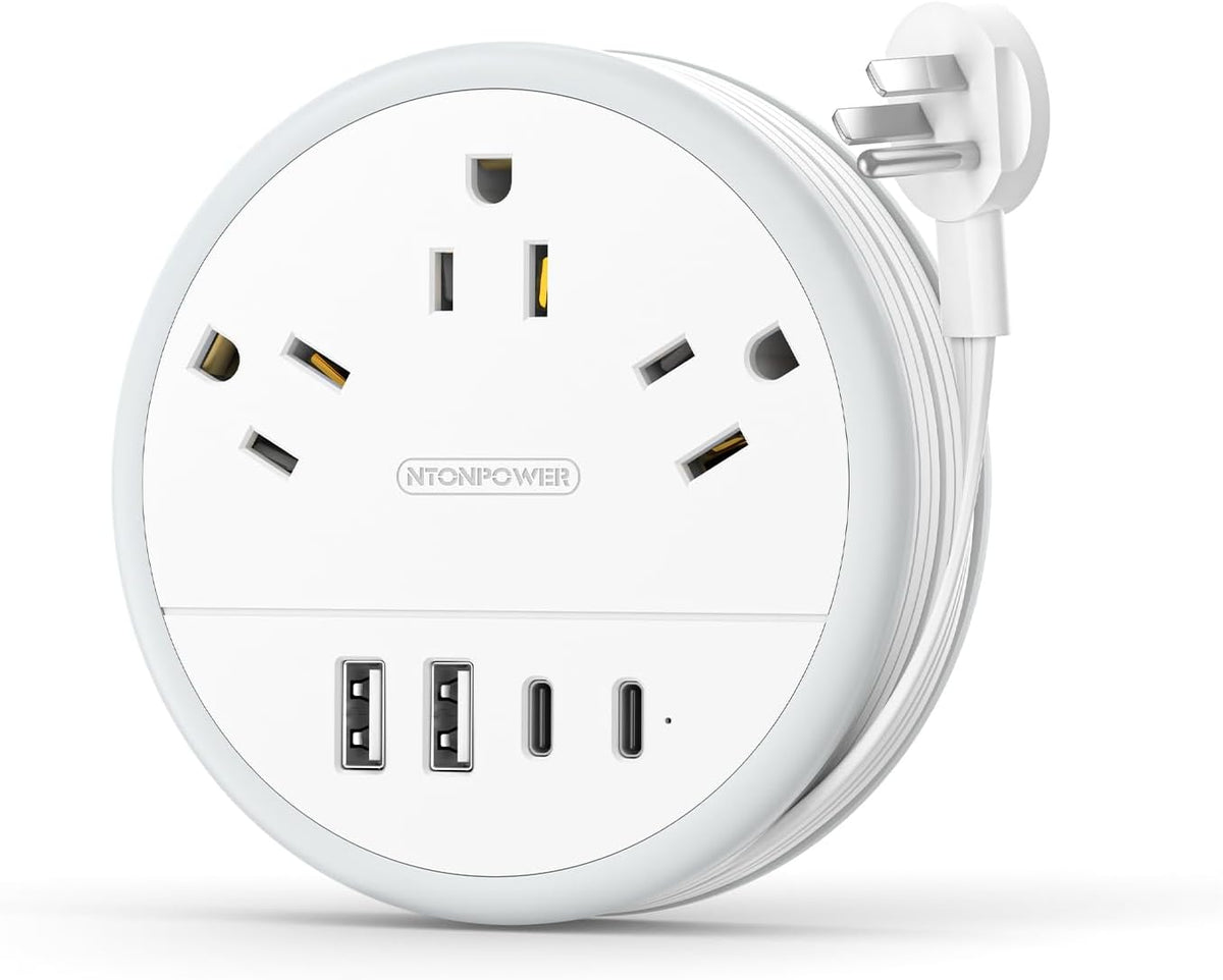 NTONPOWER Travel Power Strip, Travel Essentials, Cruise Essentials 3 Outlets 4 USB Ports(2 USB C), 4FT Wrapped Around Extension Cord
