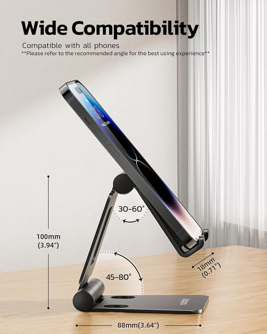 Nulaxy Dual Folding Cell Phone Stand, Fully Adjustable Foldable Desktop Phone Holder Cradle Dock