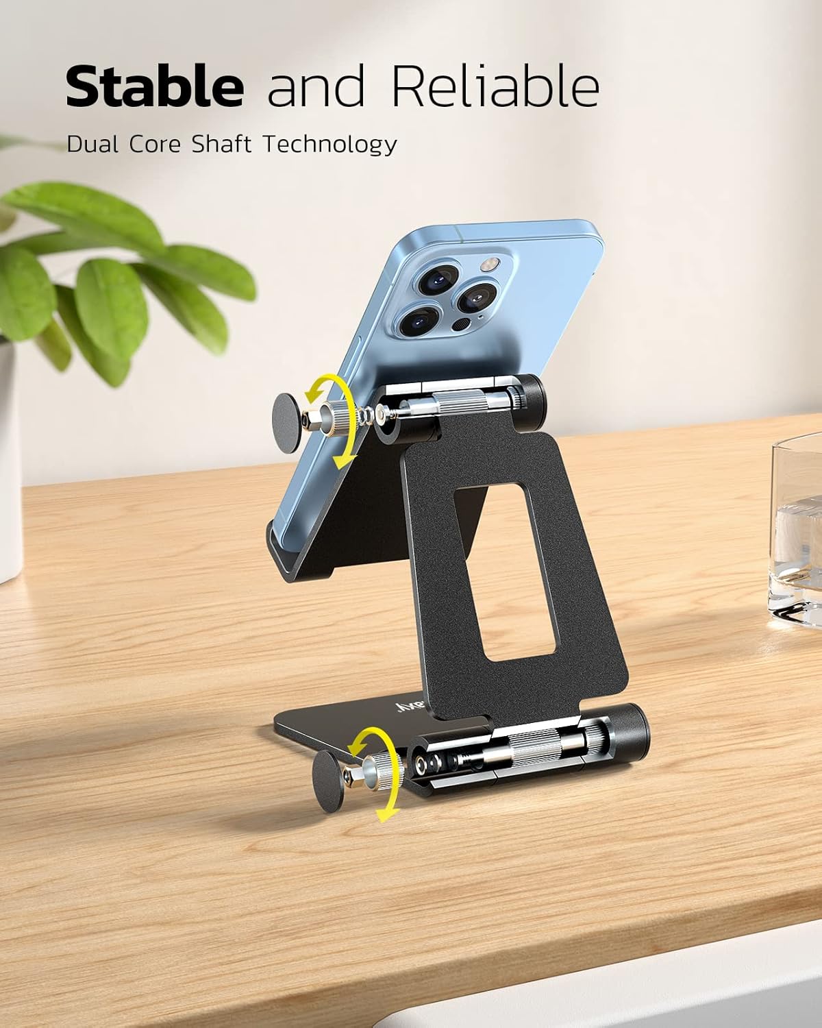 Nulaxy Dual Folding Cell Phone Stand, Fully Adjustable Foldable Desktop Phone Holder Cradle Dock