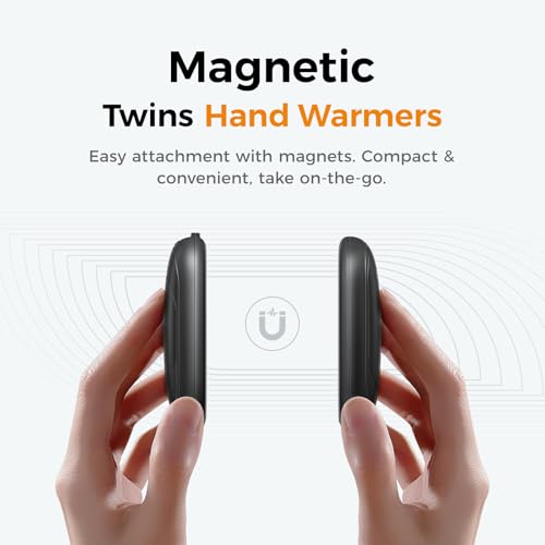 OCOOPA Magnetic Hand Warmers Rechargeable 2 Pack, UL Safety Heat 100-126°F, 3-Settings, Pocket-Sized, Max. 8 Hrs Long Lasting,Great for Raynauds