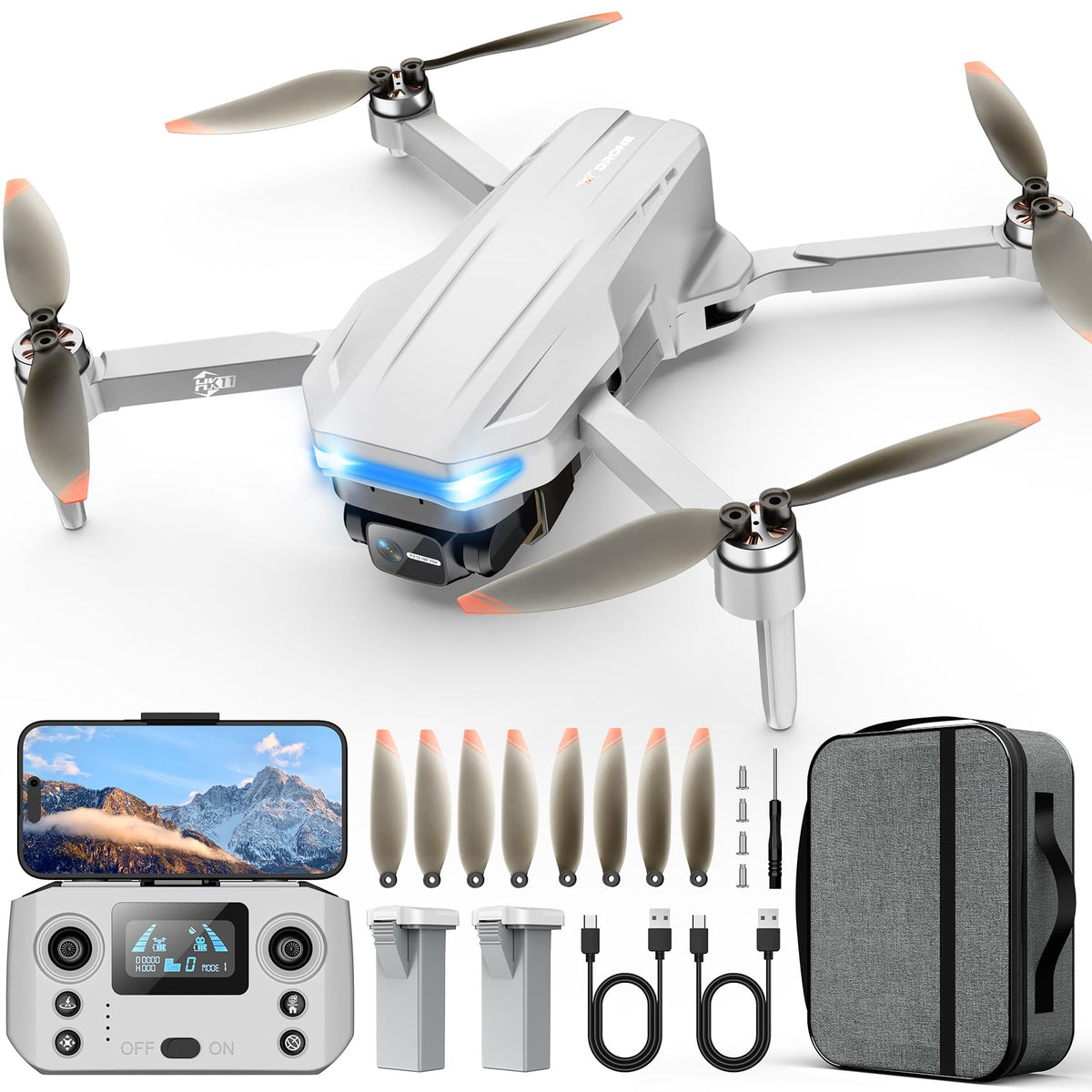 Oddire Drones with Camera for Adults 4K, GPS Auto Return, Waypoint Flight, Orbit Fly, GPS Follow, Gesture Control, Foldable Drone with Brushless Motor