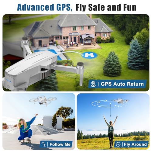 Oddire Drones with Camera for Adults 4K, GPS Auto Return, Waypoint Flight, Orbit Fly, GPS Follow, Gesture Control, Foldable Drone with Brushless Motor