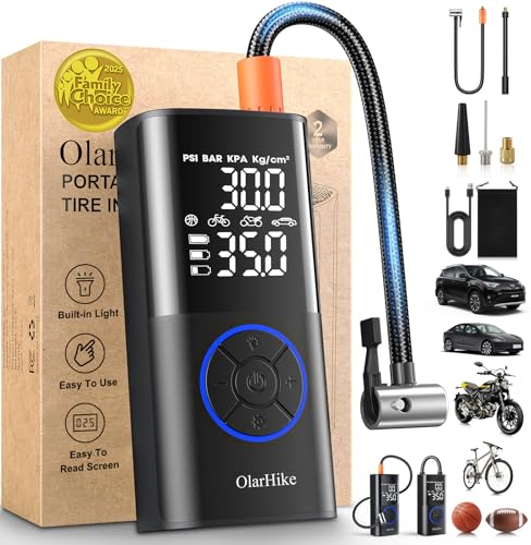 OlarHike Tire Inflator Portable Air Compressor, Smart Dual Hose System, 160PSI Auto Air Pump for Car Tires, Bike, Bicycle, Motorcycles