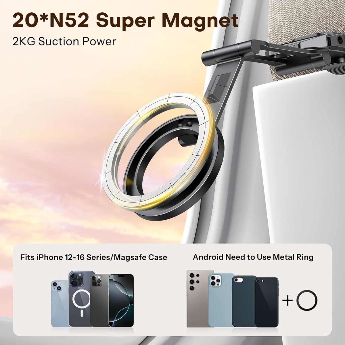 OMOTON TP02 360°Rotating for MagSafe Tripod, Adjustable Aluminum Magnetic Phone Tripod for iPhone 17/16/15/14 Pro Max Air