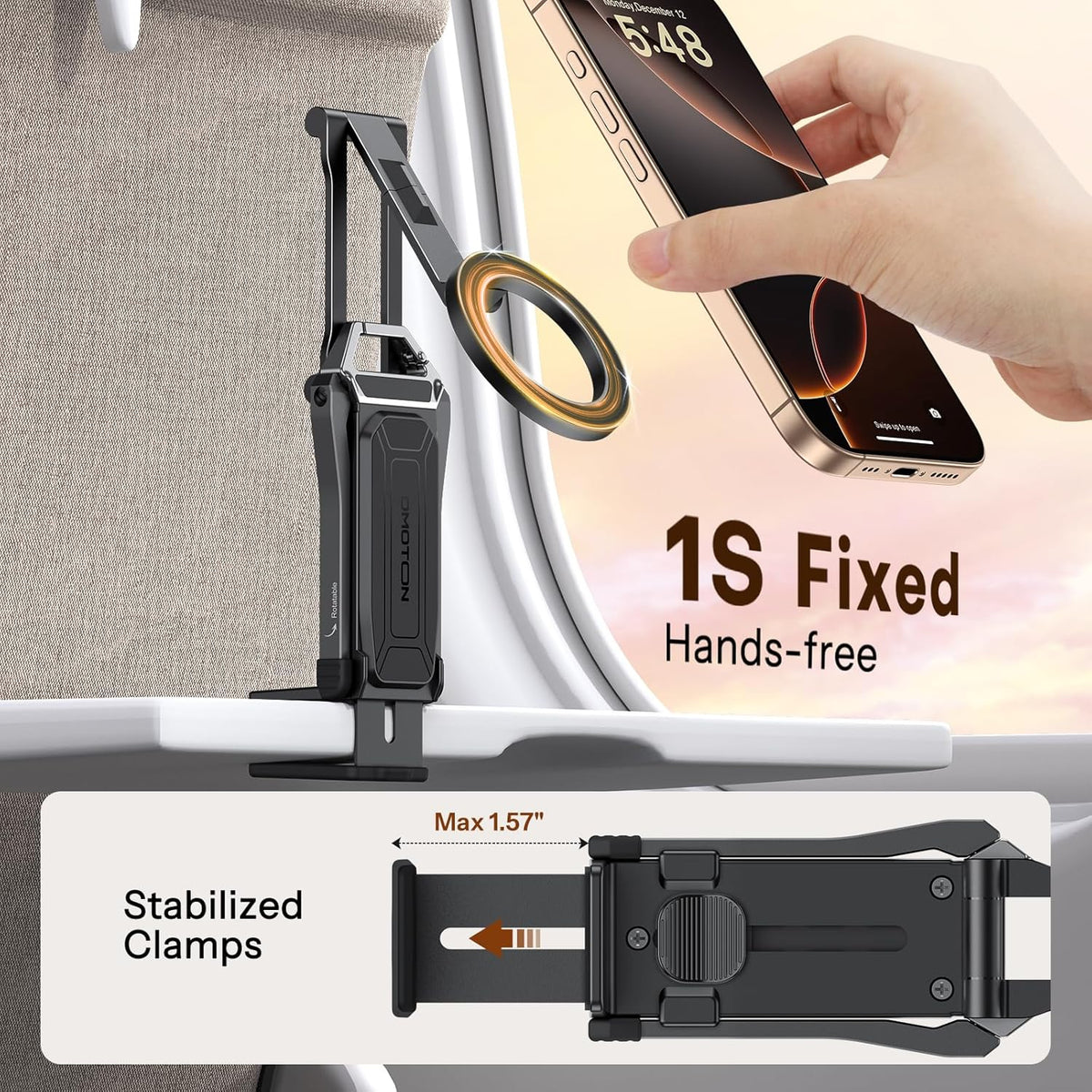 OMOTON TP02 360°Rotating for MagSafe Tripod, Adjustable Aluminum Magnetic Phone Tripod for iPhone 17/16/15/14 Pro Max Air