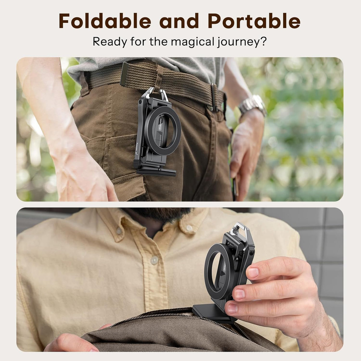 OMOTON TP02 360°Rotating for MagSafe Tripod, Adjustable Aluminum Magnetic Phone Tripod for iPhone 17/16/15/14 Pro Max Air