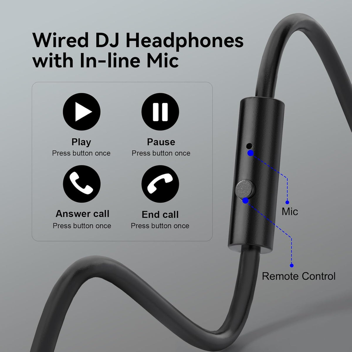 OneOdio Wired Over Ear Headphones Hi-Res Studio Monitor & Mixing DJ Stereo Headsets with 50mm Drivers and 1/4 to 3.5mm Jack (Black)