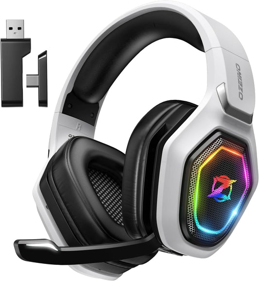 Ozeino 2.4GHz Wireless Gaming Headset for PC, Ps5, Ps4 - Lossless Audio USB & Type-C Ultra Stable Gaming Headphones with Flip Microphone