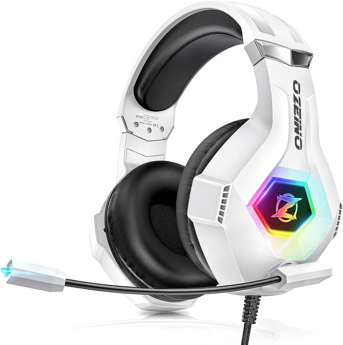Ozeino Gaming Headset for PC, Ps4, Ps5, Xbox Headset with 7.1 Surround Sound Gaming Headphones with Noise Canceling Mic, LED Light Over Ear Headphones