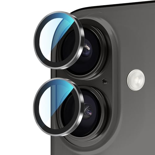 PandaShield 2-Pack Camera Lens Protector for iPhone 17/16/16 Plus, Anti-Reflection & 98% High Transparency, 9H Explosion-Proof Glass (Black)