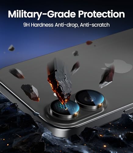 PandaShield 2-Pack Camera Lens Protector for iPhone 17/16/16 Plus, Anti-Reflection & 98% High Transparency, 9H Explosion-Proof Glass (Black)