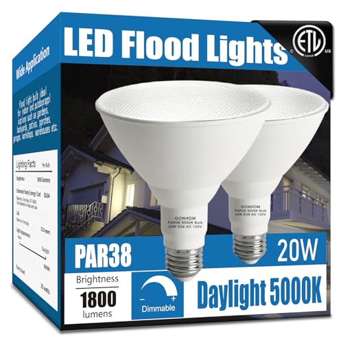 Par38 led Flood Lights Outdoor Light Bulb, Dimmable 1800LM, 20W Replace up to 200W, Outdoor Flood Light Bulbs for Backyard, Garage, Porch, Garden