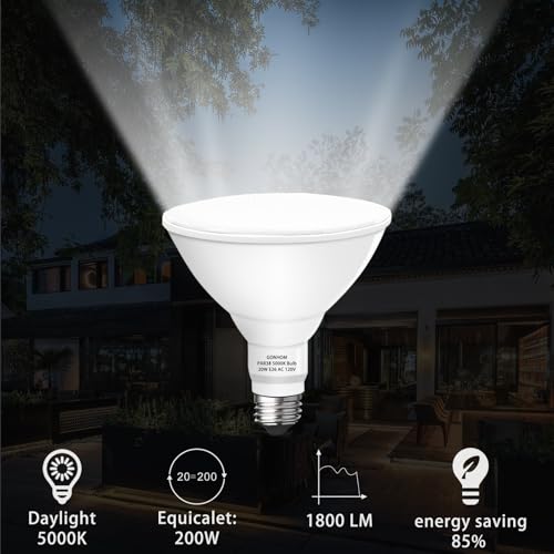 Par38 led Flood Lights Outdoor Light Bulb, Dimmable 1800LM, 20W Replace up to 200W, Outdoor Flood Light Bulbs for Backyard, Garage, Porch, Garden