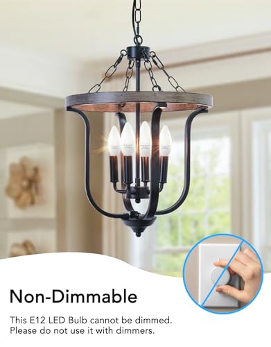 PARTPHONER E12 Base LED Light Bulbs B11 Candelabra Bulbs 60W Equivalent, Non-Dimmable 6W LED Bright Candle Small Base Chandelier Bulb 600 (Pack of 6)