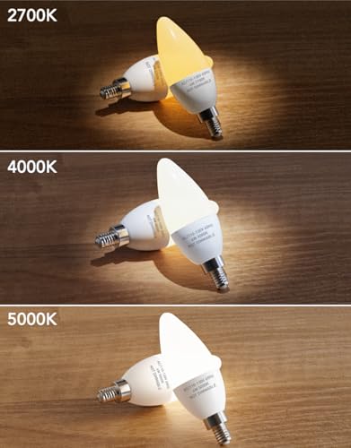 PARTPHONER E12 Base LED Light Bulbs B11 Candelabra Bulbs 60W Equivalent, Non-Dimmable 6W LED Bright Candle Small Base Chandelier Bulb 600 (Pack of 6)