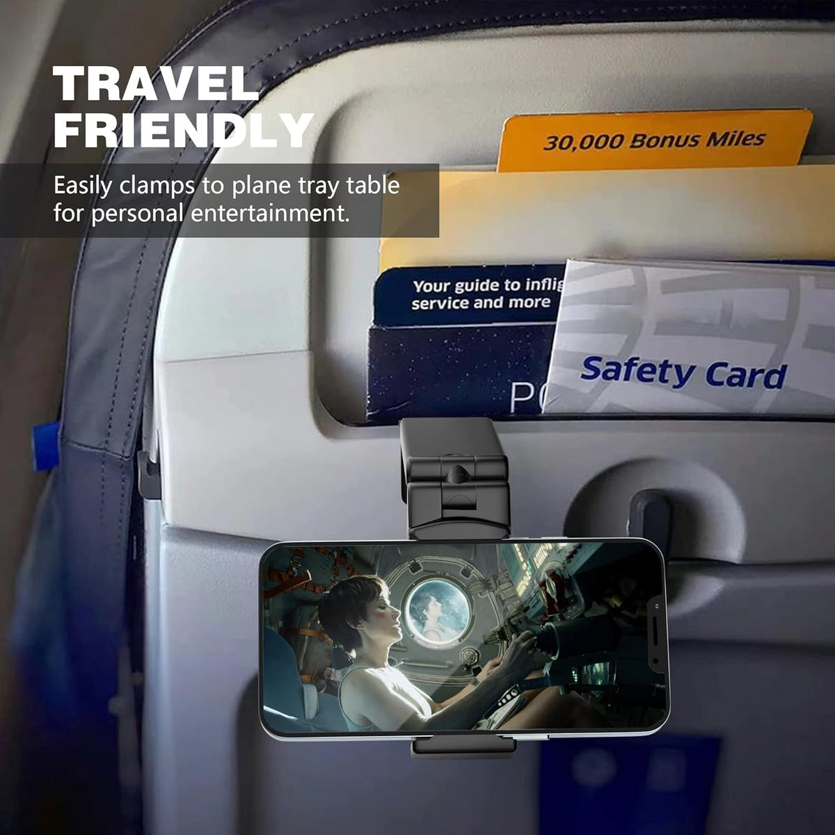 Perilogics Universal in Flight Airplane Phone Holder Mount. Hands Free Viewing with Multi-Directional Dual 360 Degree Rotation. Pocket Size Must Have