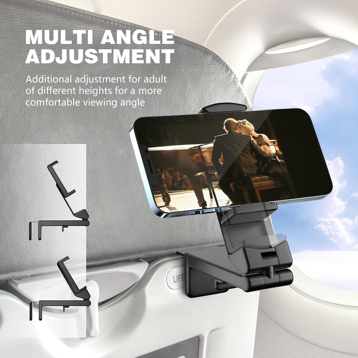 Perilogics Universal in Flight Airplane Phone Holder Mount. Hands Free Viewing with Multi-Directional Dual 360 Degree Rotation. Pocket Size Must Have