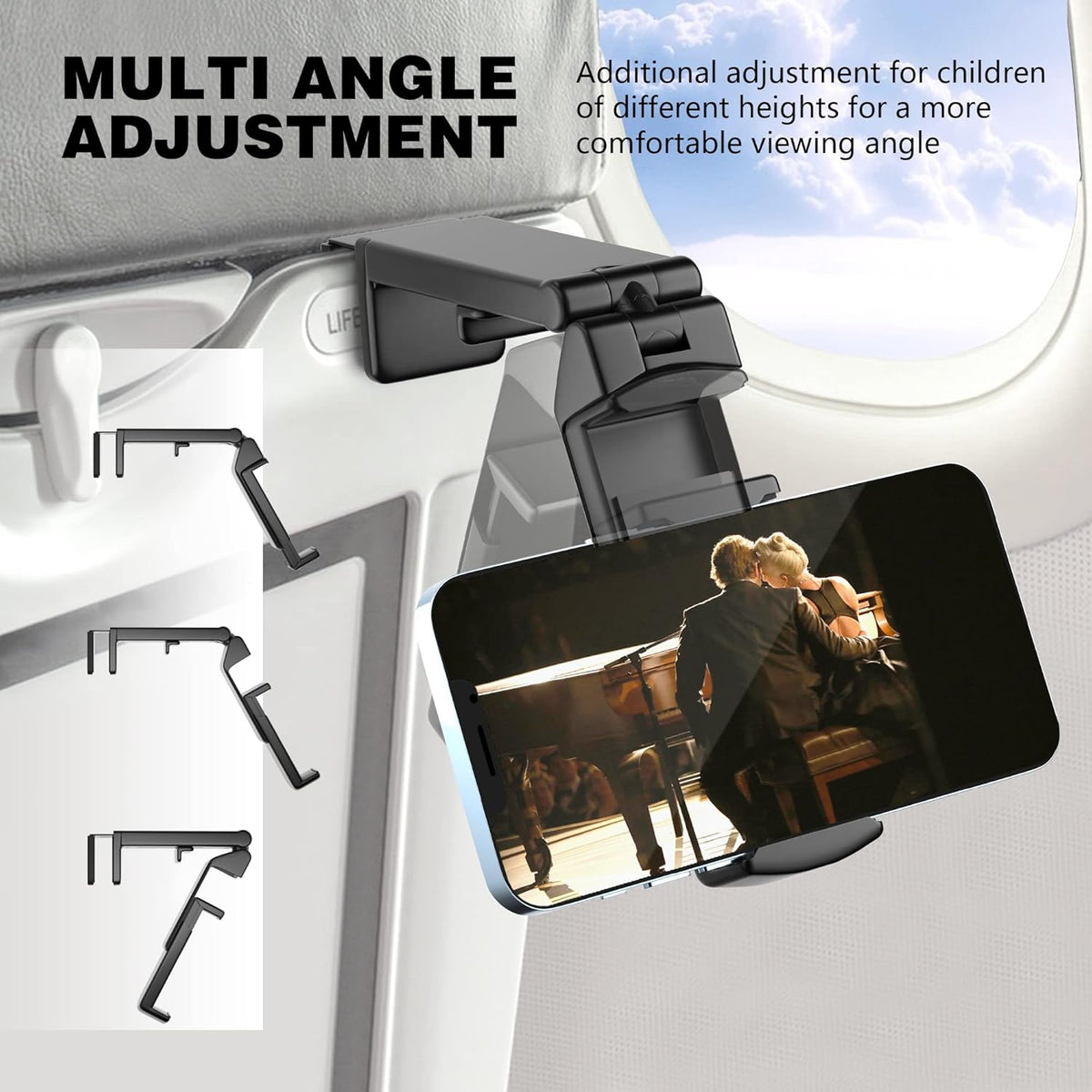 Perilogics Universal in Flight Airplane Phone Holder Mount. Hands Free Viewing with Multi-Directional Dual 360 Degree Rotation. Pocket Size Must Have