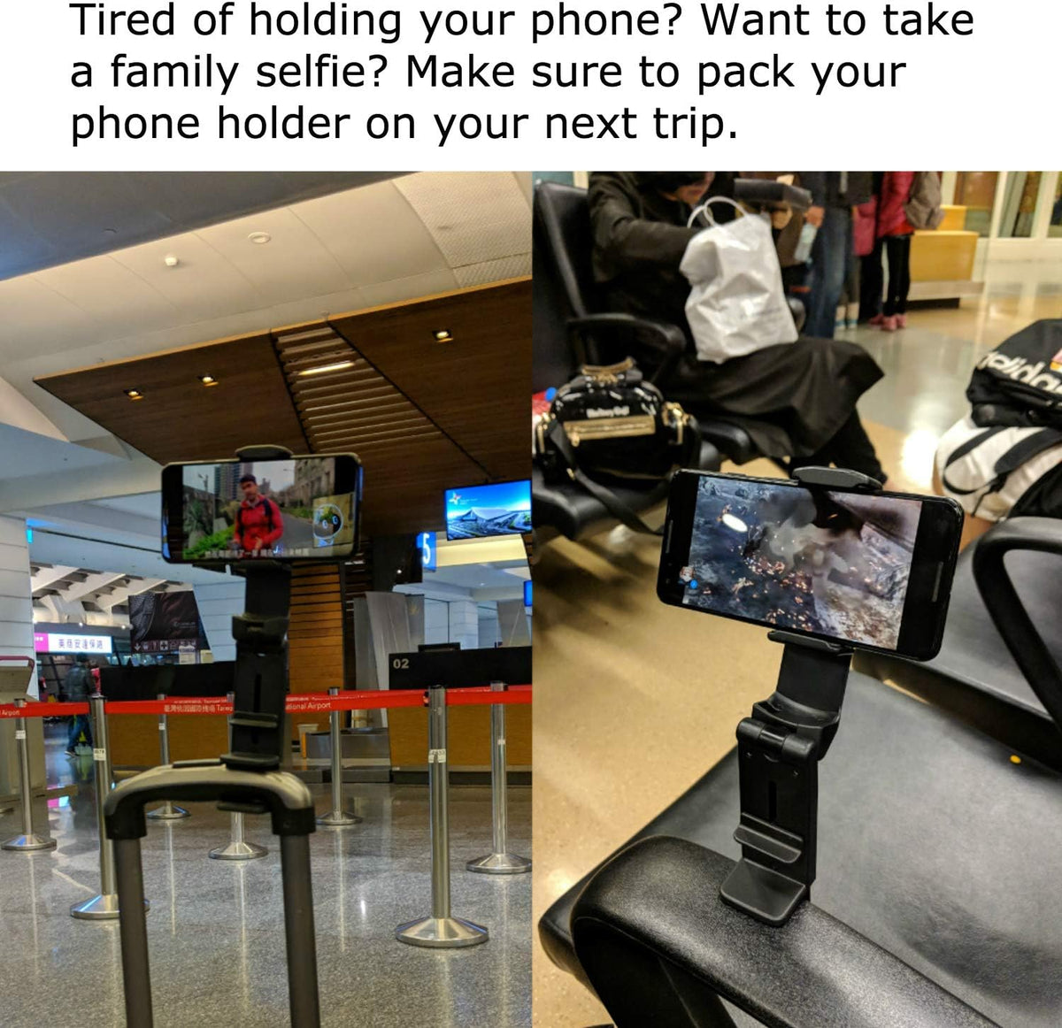 Perilogics Universal in Flight Airplane Phone Holder Mount. Hands Free Viewing with Multi-Directional Dual 360 Degree Rotation. Pocket Size Must Have