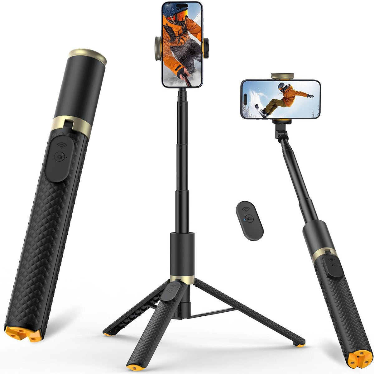 Phone Tripod & Selfie Stick with Remote, Portable, Lightweight for Video Recording Vlog, Extendable Travel Tripod Stand Compatible with iPhone Android