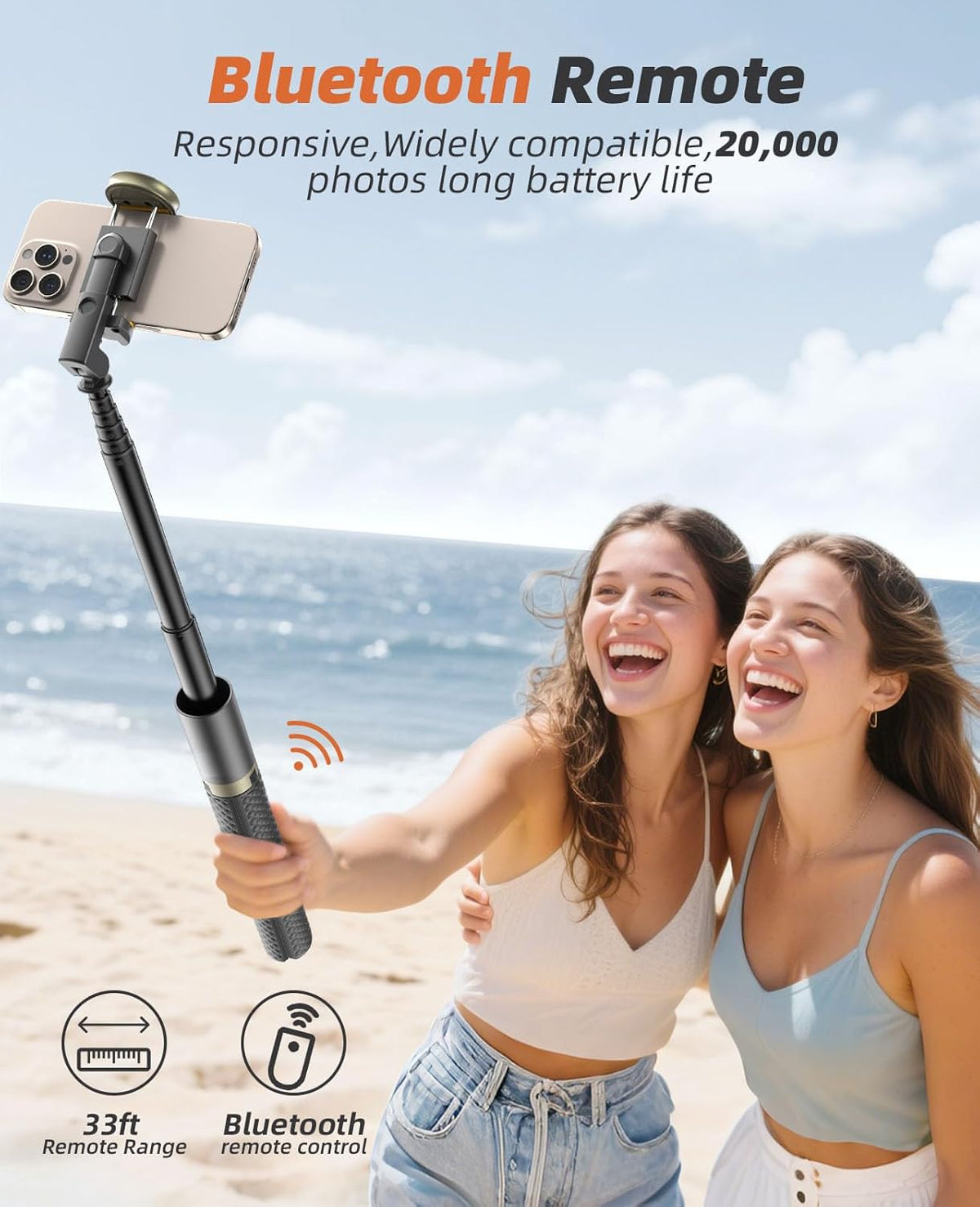 Phone Tripod & Selfie Stick with Remote, Portable, Lightweight for Video Recording Vlog, Extendable Travel Tripod Stand Compatible with iPhone Android