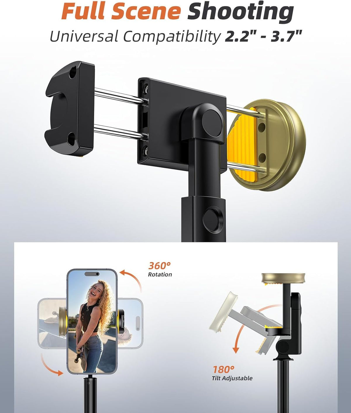 Phone Tripod & Selfie Stick with Remote, Portable, Lightweight for Video Recording Vlog, Extendable Travel Tripod Stand Compatible with iPhone Android