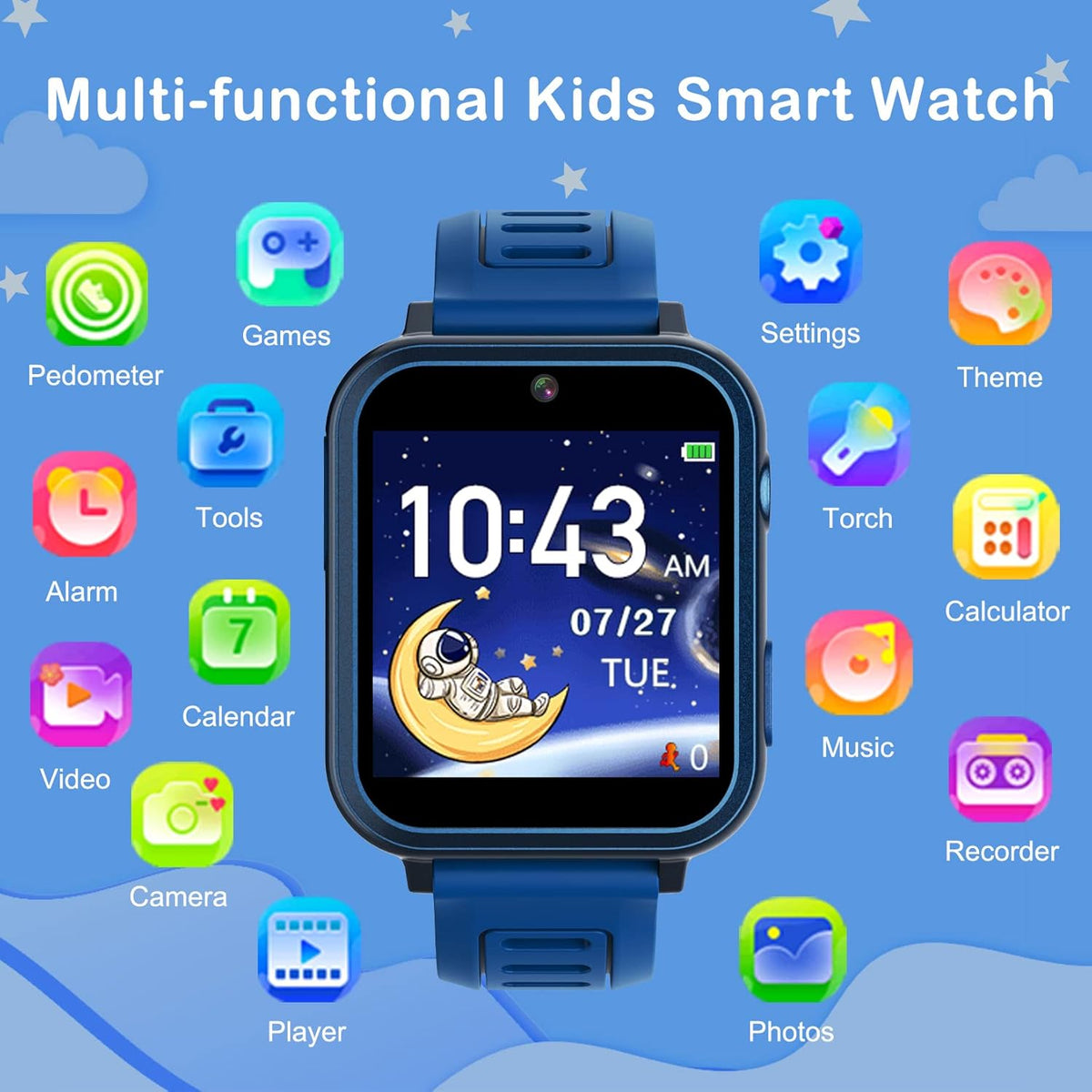 Phyulls Smart Watch for Kids with 39 Games Alarm Clock, Touchscreen, Calendaring Camera Music Player Time Display Video & Audio Recording