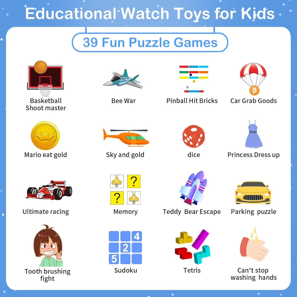 Phyulls Smart Watch for Kids with 39 Games Alarm Clock, Touchscreen, Calendaring Camera Music Player Time Display Video & Audio Recording
