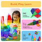 PicassoTiles 60 Piece Set 60pcs Magnet Building Tiles Clear Magnetic 3D Blocks Construction Playboards - Creativity Beyond Imagination, Inspirational