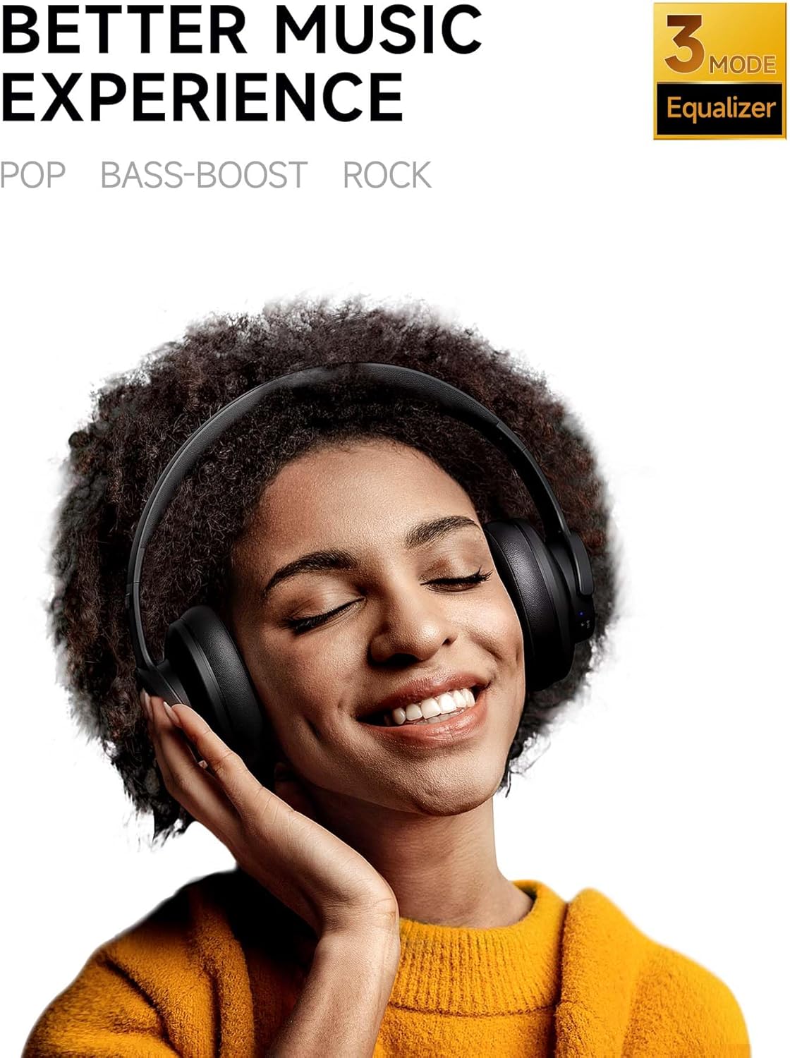 Picun B8 Bluetooth Headphones, 120H Playtime Headphone Wireless Bluetooth with 3 EQ Modes, Low Latency, Hands-Free Calls, Over Ear Headphones