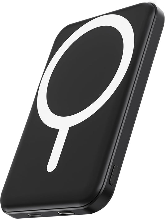 podoru for Magsafe Battery Pack, 5000mAh Magnetic Power Bank with Type-C Cable 20W PD Fast Charging Lighting Input Wireless Portable Charger