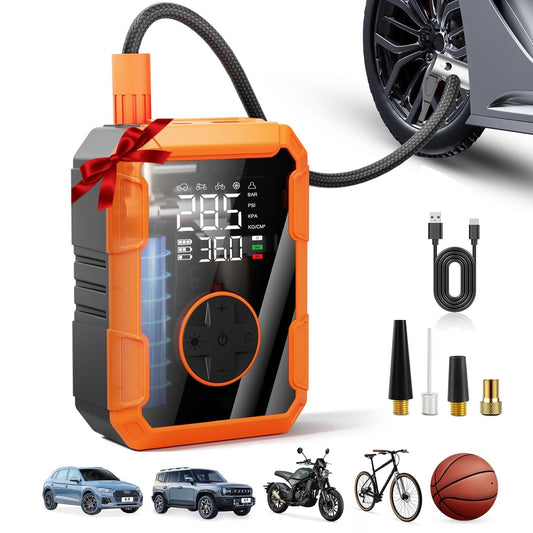 Portable Air Pump for Car Tires, 150 PSI Tire Inflator Cordless with LED Light, Auto Shut-off Air Compressor Bike Tire Pumps with Pressure Gauge