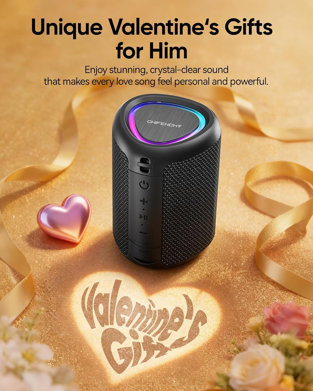 Portable Bluetooth Speaker Beach Vacation Essentials, Powerful Crystal Clear Sound/Dynamic Light/IPX5 Waterproof/All Day Playtime/BT 5.3/TWS Paring