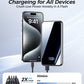 Portable Charger, 50000mAh Power Bank Built-in Cable, 22.5W PD USB C In & Out Fast Charging, External Battery Pack with 6 Output & 2 Input (Black)
