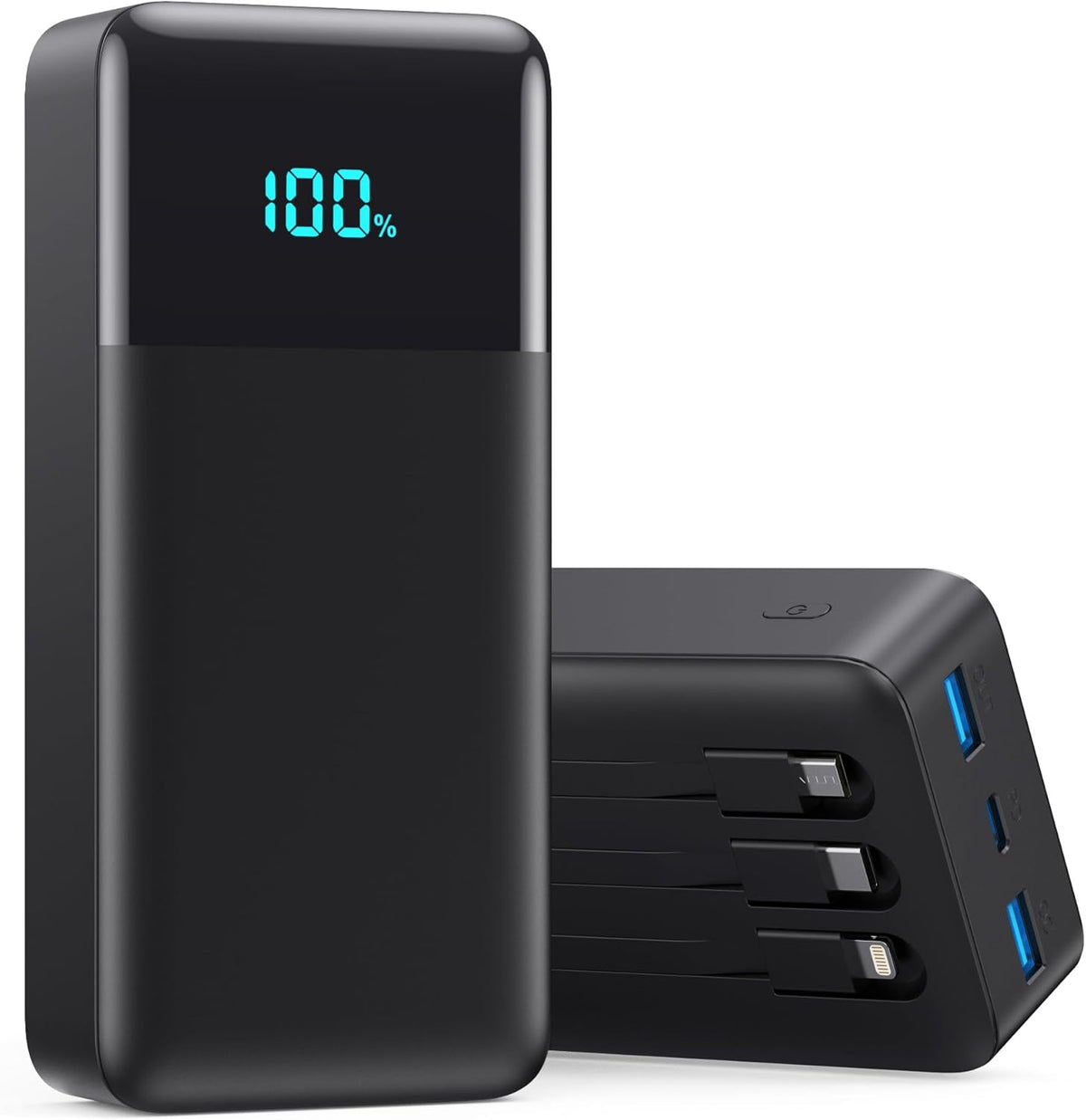 Portable Charger 50800mAh Power Bank with 3 Built in Cables, 25W PD QC4.0 Fast Charging USB C Battery Pack