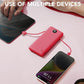 Portable Charger Built-in Cables and AC Wall Plug, VRURC USB C Power Bank 10000mAh, Travel Battery Portable Phone Charger Compact Lightweight External